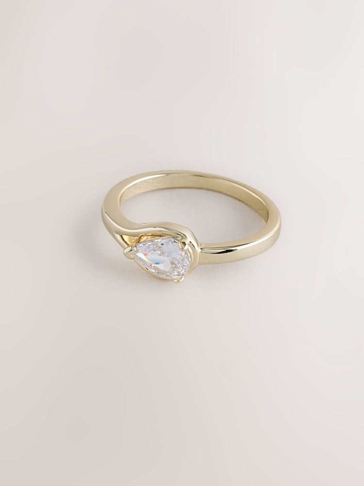 Aela Gold Tone Diamond Simulants Wrap Ring - Image 1 of 3 Aela Gold Tone Diamond Simulants Wrap Ring - Image 1 of 3