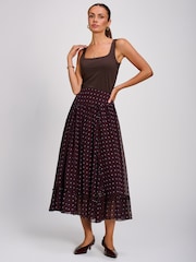Brun - Jolie Moi Chiffong Frill Tiered Maxi Kjol - Bild 1 av 6