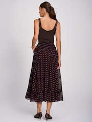 Brun - Jolie Moi Chiffong Frill Tiered Maxi Kjol - Bild 2 av 6