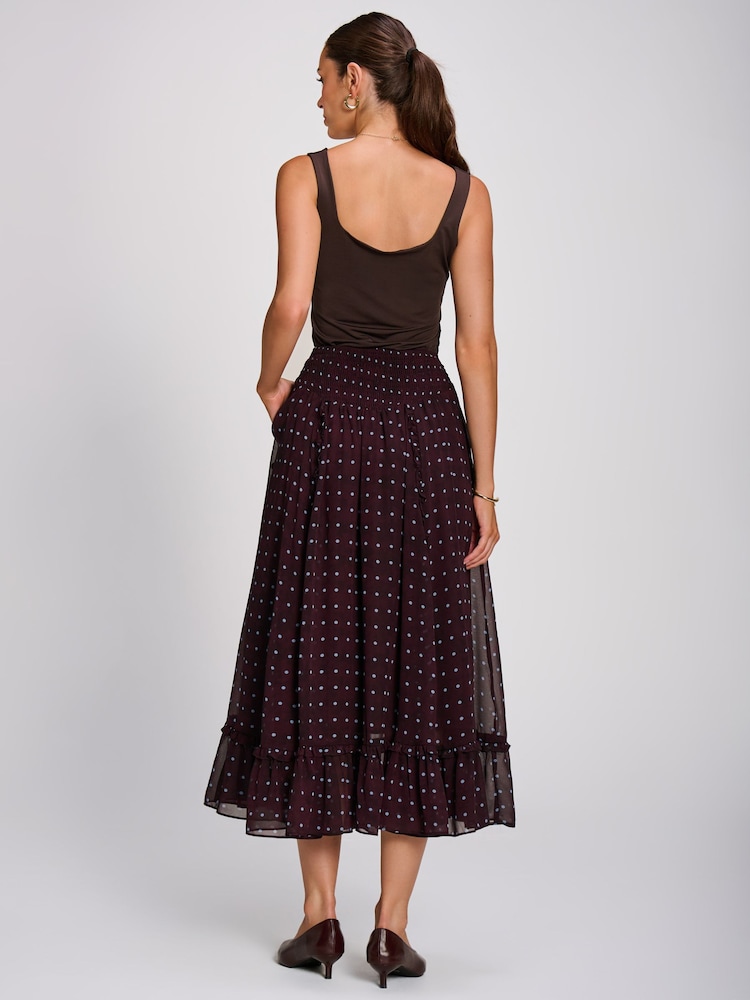 Brun - Jolie Moi Chiffong Frill Tiered Maxi Kjol - Bild 2 av 6