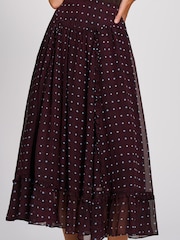 Brun - Jolie Moi Chiffong Frill Tiered Maxi Kjol - Bild 3 av 6