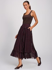 Brun - Jolie Moi Chiffong Frill Tiered Maxi Kjol - Bild 5 av 6