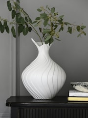 White Ceramic Pleated Large Vase - Image 1 of 4