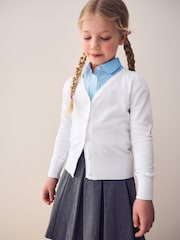 White Cotton Rich School V-Neck Cardigan (3-16yrs) - Image 1 of 8