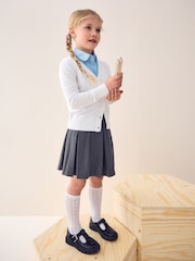 White Cotton Rich School V-Neck Cardigan (3-16yrs) - Image 2 of 8
