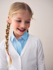 White Cotton Rich School V-Neck Cardigan (3-16yrs) - Image 4 of 8