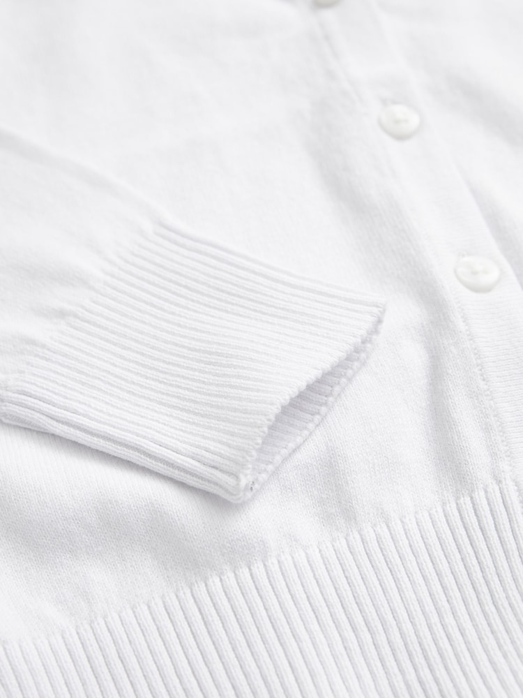 White Cotton Rich School V-Neck Cardigan (3-16yrs) - Image 8 of 8