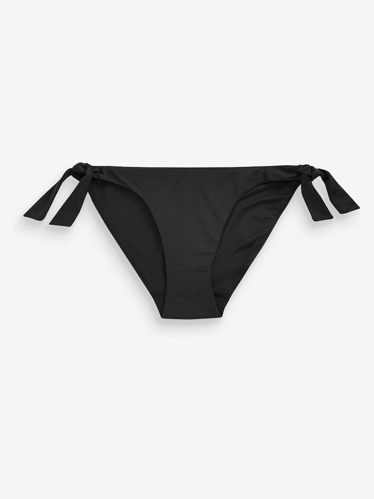 Mint Velvet Black Italian Fabric Tie Side Bikini Briefs - Image 2 of 2