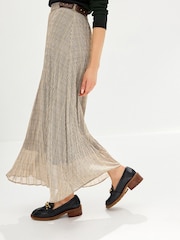 Neutral Check Midi Pleated Skirt - Image 3 of 5
