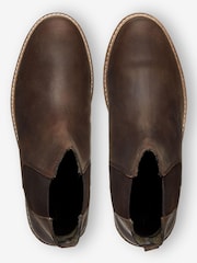 Brown Waxy Finish Leather Chelsea Boots - Image 4 of 5