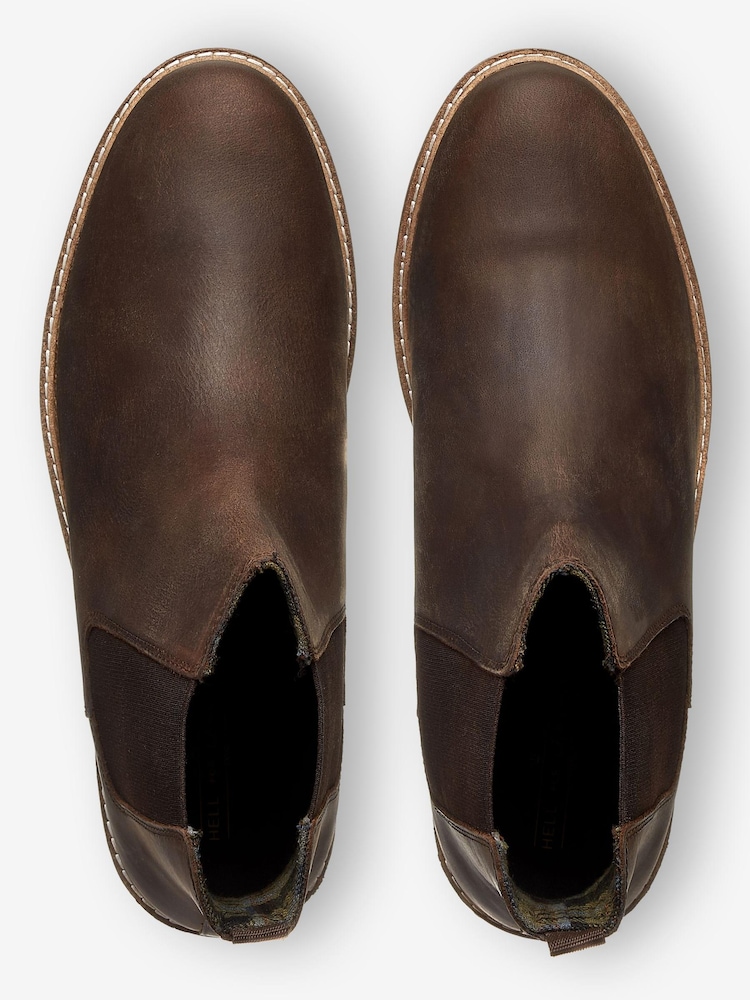 Brown Waxy Finish Leather Chelsea Boots - Image 4 of 5