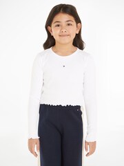 Tommy Hilfiger White Essential Kids Long Sleeve T-Shirt - Image 1 of 4