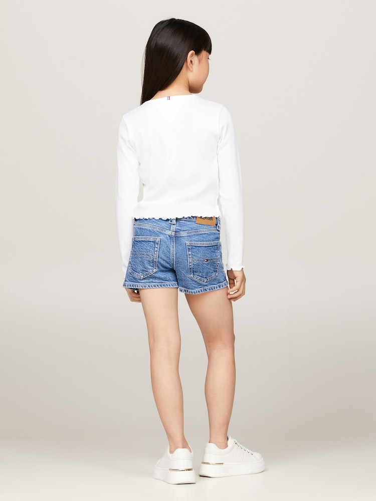Tommy Hilfiger White Essential Kids Long Sleeve T-Shirt - Image 2 of 4