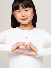 Tommy Hilfiger White Essential Kids Long Sleeve T-Shirt - Image 3 of 4