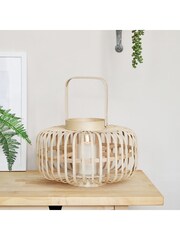 Lights4fun Natural Bamboo Garden Lantern with TruGlow® Outdoor Candle - Image 2 of 2