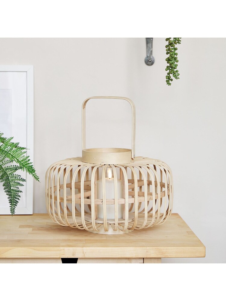 Lights4fun Natural Bamboo Garden Lantern with TruGlow® Outdoor Candle - Image 2 of 2