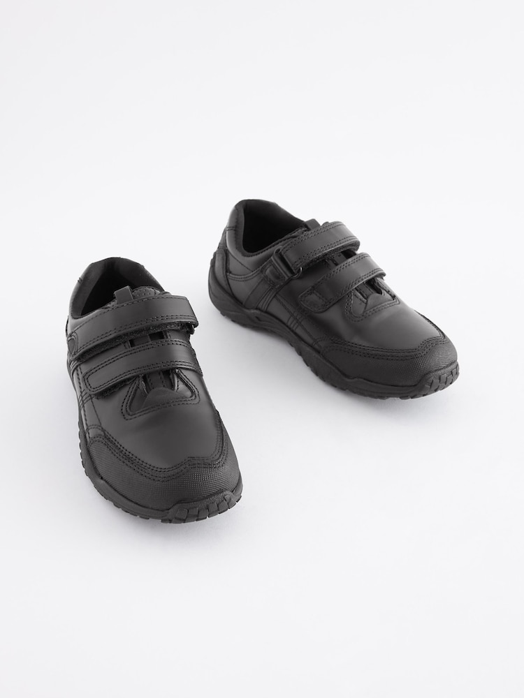 Noir - Chaussures en cuir à deux brides pour école - Image 1 de 7