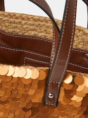 Accessorize Gold Sequin Woven Beach Bag - Image 3 of 3
