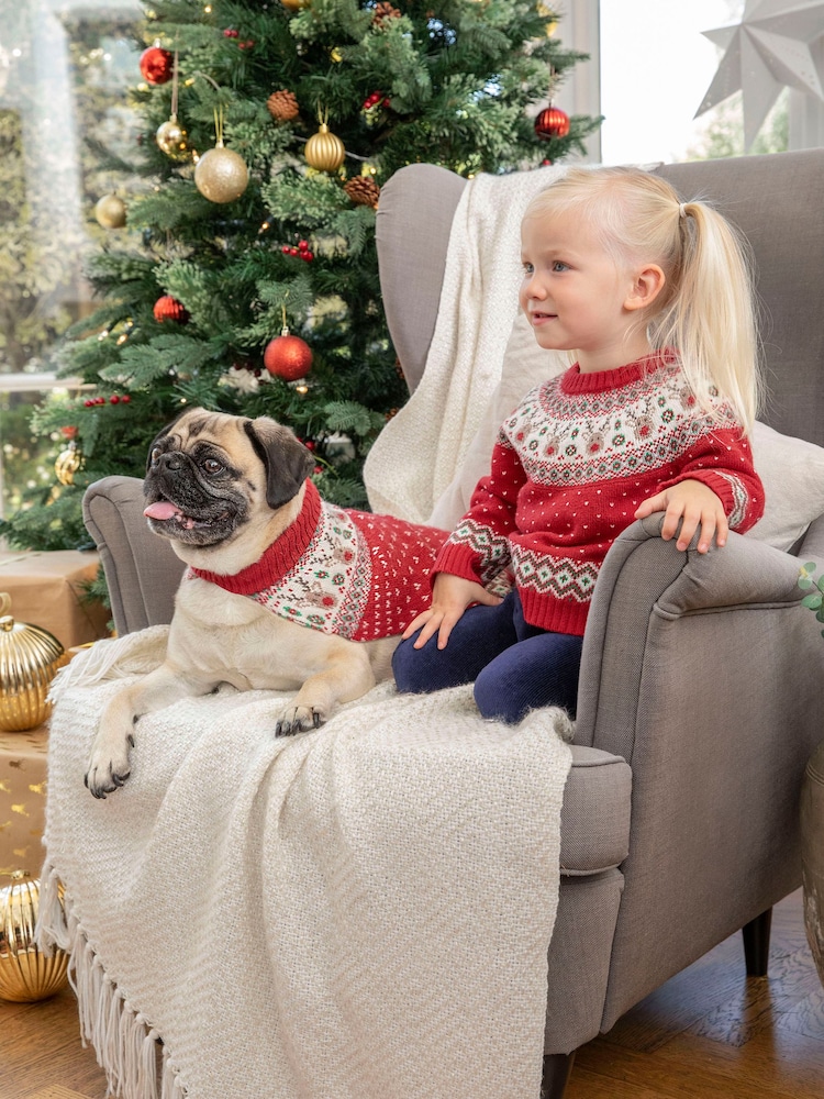 JoJo Maman Bébé Red Reindeer Fair Isle Pets Jumper - Image 3 of 3