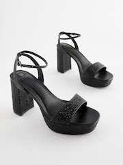 Black Forever Comfort® Bling Platform Sandals - Image 1 of 5