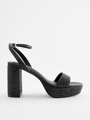 Black Forever Comfort® Bling Platform Sandals - Image 2 of 5
