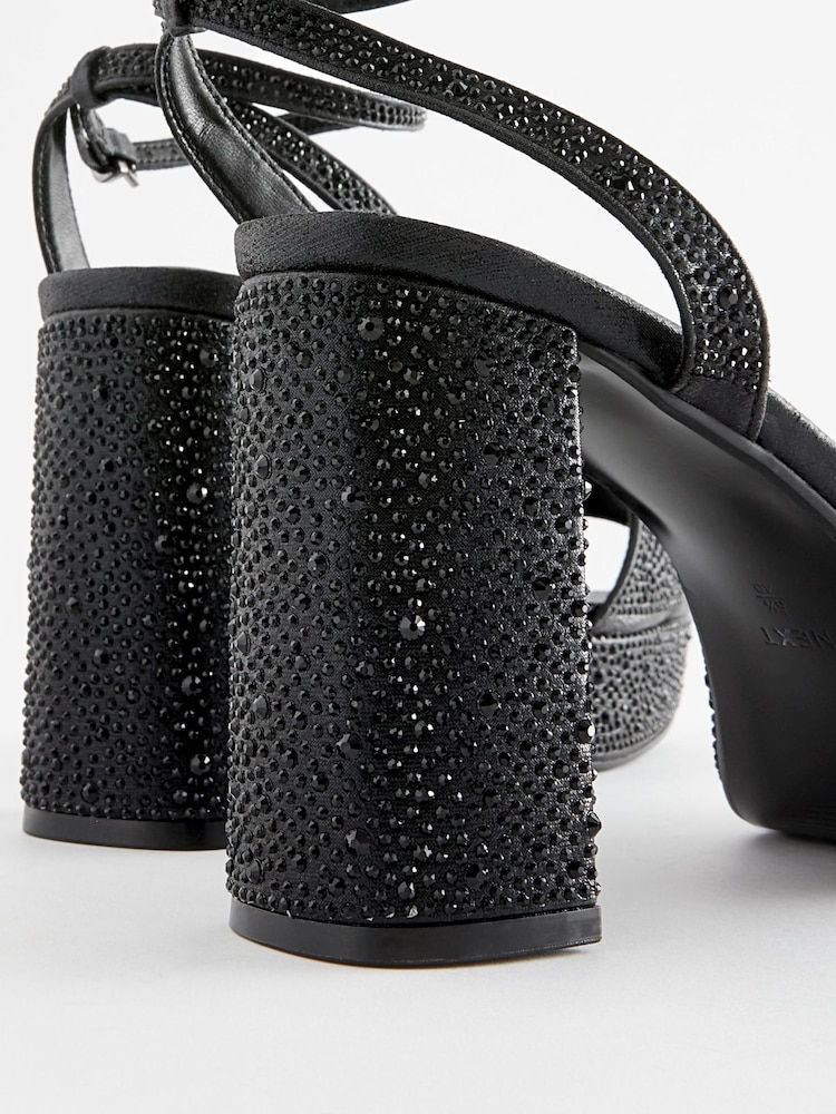 Black Forever Comfort® Bling Platform Sandals - Image 3 of 5
