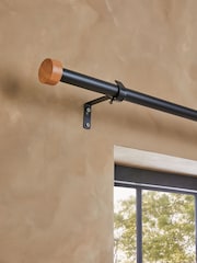 Black Bronx Extendable Wood Stud End Finial 28mm Curtain Pole - Image 2 of 5