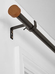 Black Bronx Extendable Wood Stud End Finial 28mm Curtain Pole - Image 3 of 5