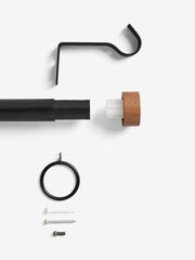 Black Bronx Extendable Wood Stud End Finial 28mm Curtain Pole - Image 5 of 5