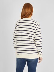 JoJo Maman Bébé Cream & Navy Blue Stripe Maternity & Nursing Sweatshirt - Image 2 of 5