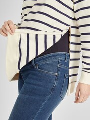 JoJo Maman Bébé Cream & Navy Blue Stripe Maternity & Nursing Sweatshirt - Image 4 of 5