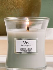 Woodwick Grey Medium Hourglass Scented Candle with Crackle Wick Cedar - Image 1 of 4