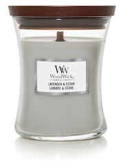 Woodwick Grey Medium Hourglass Scented Candle with Crackle Wick Cedar - Image 2 of 4