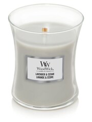 Woodwick Grey Medium Hourglass Scented Candle with Crackle Wick Cedar - Image 3 of 4