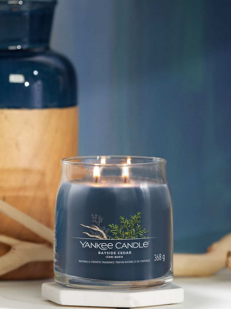 Yankee Candle Blue Signature Medium Jar Scented Candle Bayside Cedar - Image 1 of 3