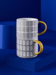 MADE.COM Set of 2 Natural/White/Yellow Joss Mugs - Image 3 of 4