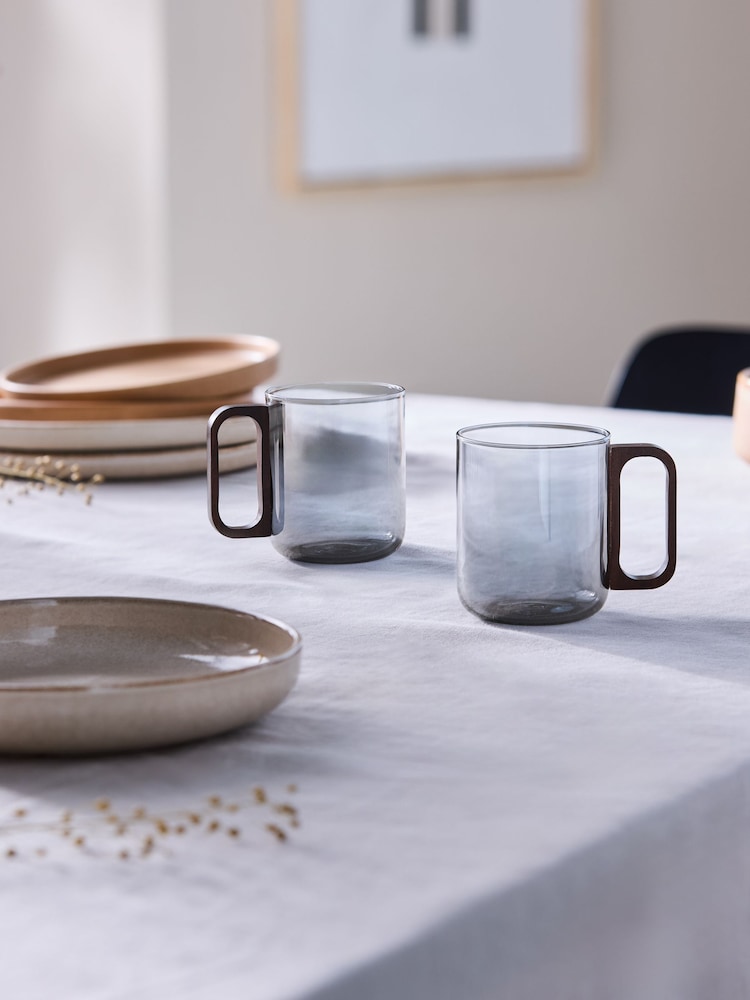 MADE.COM Set of 2 Smoke Declan Glass Mugs - Image 1 of 4