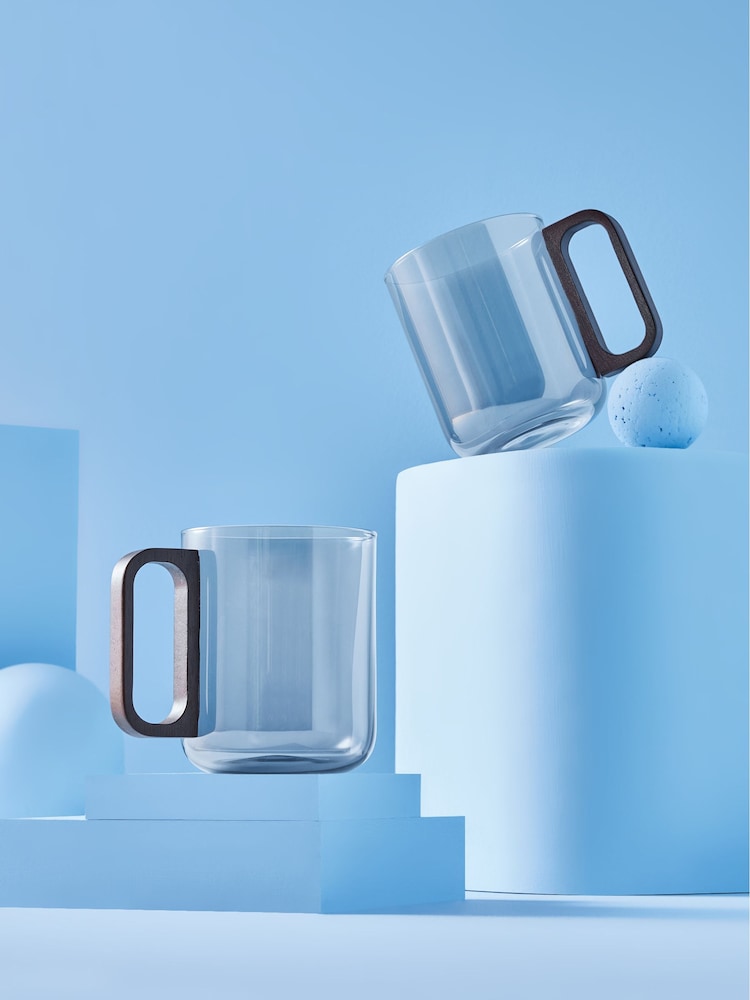 MADE.COM Set of 2 Smoke Declan Glass Mugs - Image 2 of 4