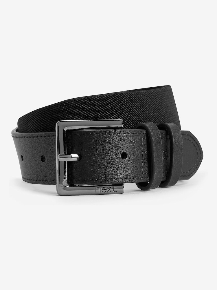 Negro - Cinturón de cuero y elástico - Imagen 1 de 1