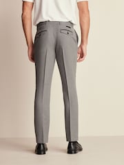 Grey Slim Trimmed Herringbone Textured Trousers - Image 3 of 8