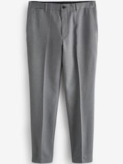 Grey Slim Trimmed Herringbone Textured Trousers - Image 5 of 8
