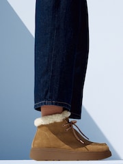 FitFlop Brown Gen-Ff Suede Shearling Lace Up Boots - Image 1 of 7