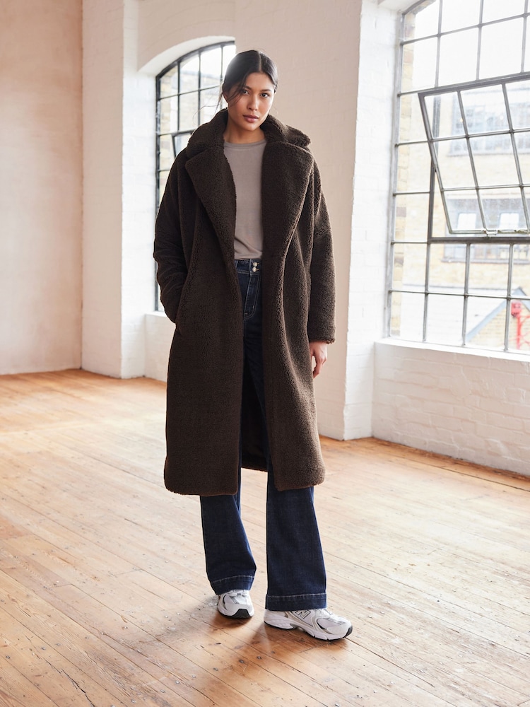 Brown Teddy Borg Long Coat - Image 1 of 6