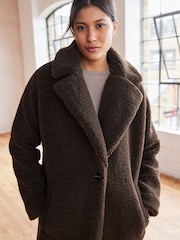 Brown Teddy Borg Long Coat - Image 3 of 6