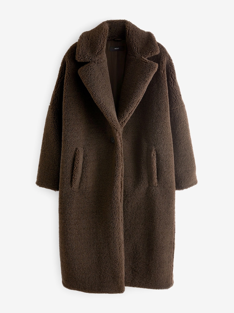 Brown Teddy Borg Long Coat - Image 5 of 6