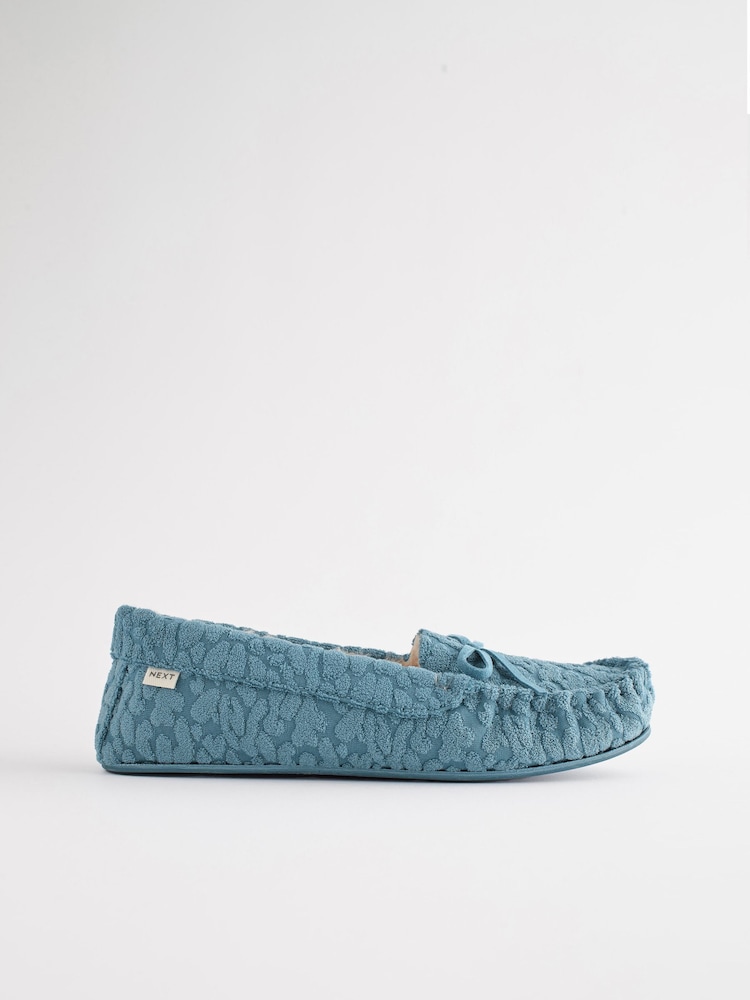 Blue Towelling Moccasins Slippers - Image 2 of 6