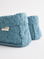Blue Towelling Moccasins Slippers - Image 3 of 6