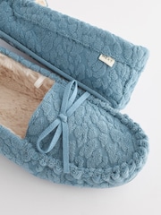 Blue Towelling Moccasins Slippers - Image 5 of 6