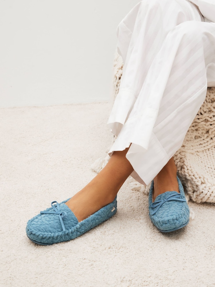Blue Towelling Moccasins Slippers - Image 6 of 6
