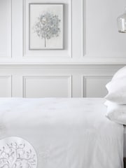 Appletree White Embroidered Trees 100% Cotton Duvet Cover Set - Image 2 of 4
